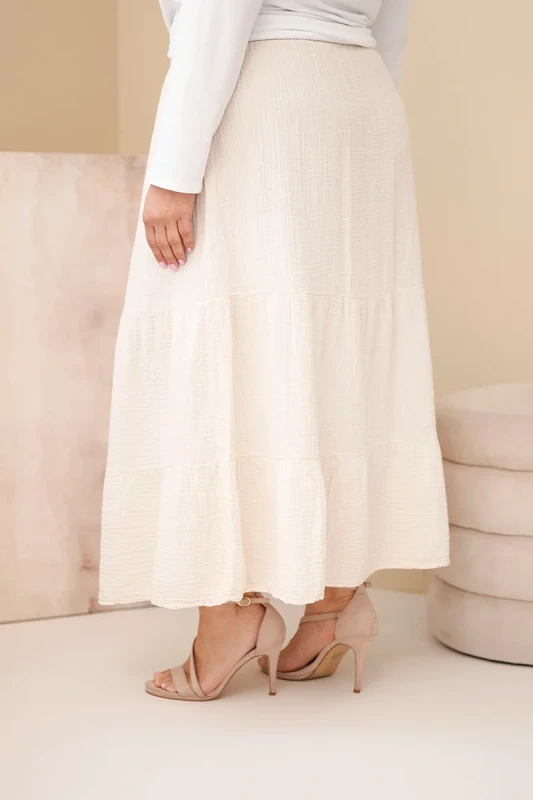 Spódnica damska Plus Size bawełniana muślinowa z falbaną i gumką (r.44/48)