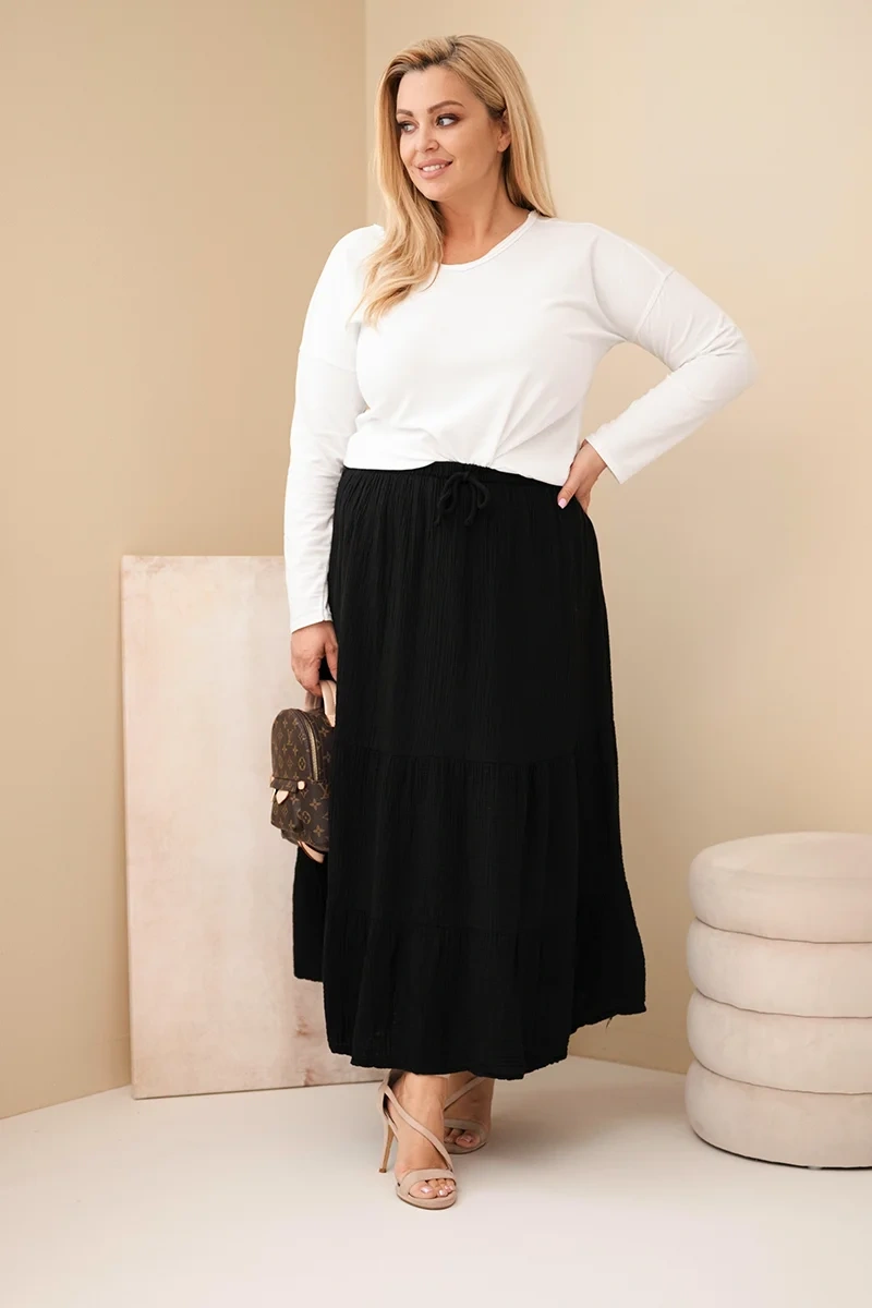 Spódnica damska Plus Size bawełniana muślinowa z falbaną i gumką (r.44/48)