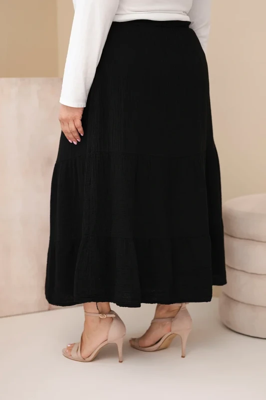 Spódnica damska Plus Size bawełniana muślinowa z falbaną i gumką (r.44/48)