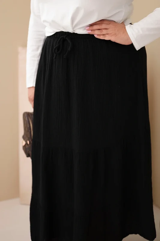 Spódnica damska Plus Size bawełniana muślinowa z falbaną i gumką (r.44/48)