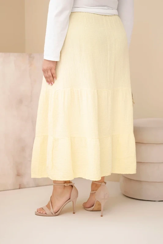 Spódnica damska Plus Size bawełniana muślinowa z falbaną i gumką (r.44/48) 