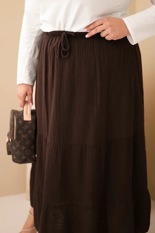 Spódnica damska Plus Size bawełniana muślinowa z falbaną i gumką (r.44/48)  