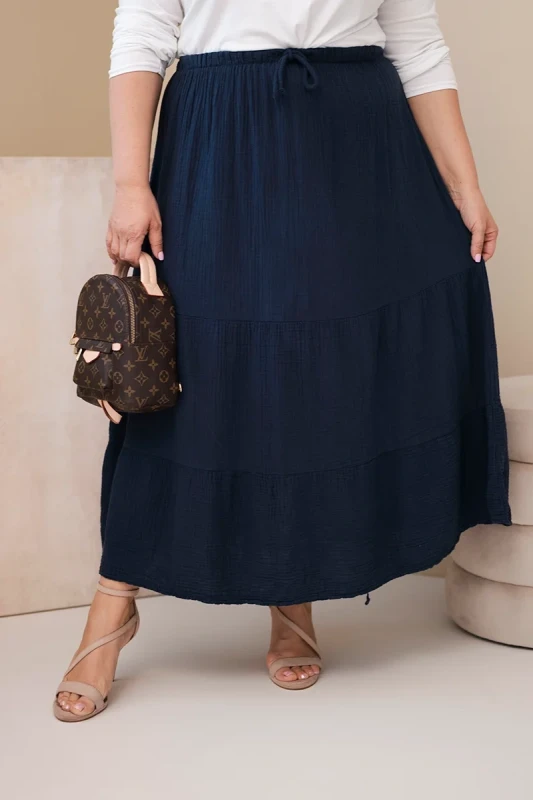 Spódnica damska Plus Size bawełniana muślinowa z falbaną i gumką (r.44/48)   