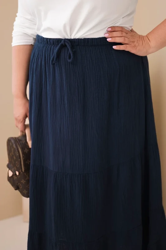 Spódnica damska Plus Size bawełniana muślinowa z falbaną i gumką (r.44/48)   