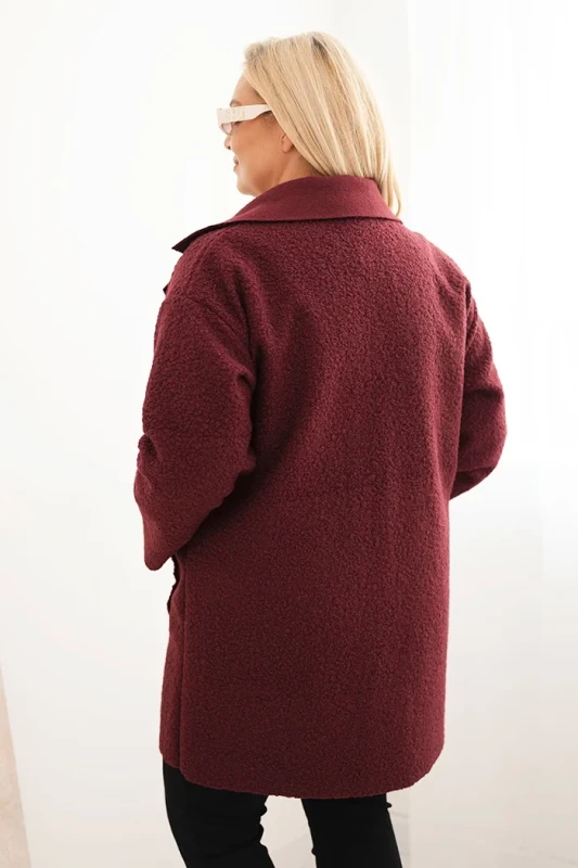 Płaszcz damski Plus Size baranek z wełną i kieszeniami (r.46-50)