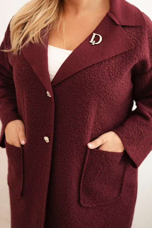 Płaszcz damski Plus Size baranek z wełną i kieszeniami (r.46-50)