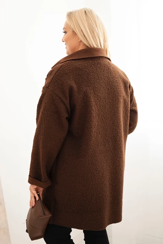 Płaszcz damski Plus Size baranek z wełną i kieszeniami (r.46-50)