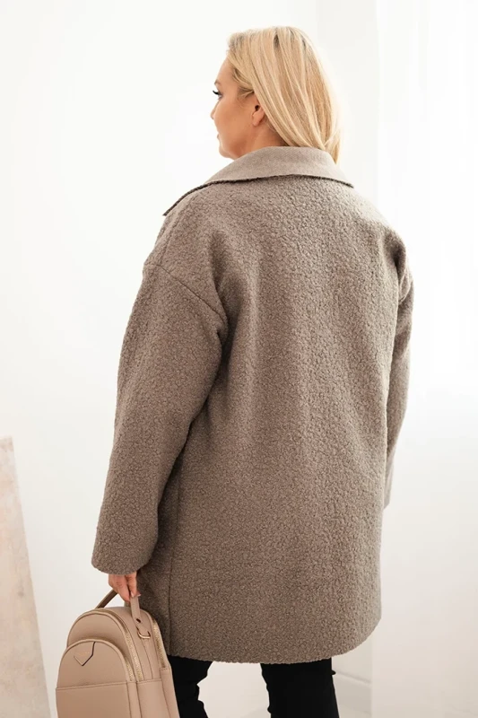 Płaszcz damski Plus Size baranek z wełną i kieszeniami (r.46-50)