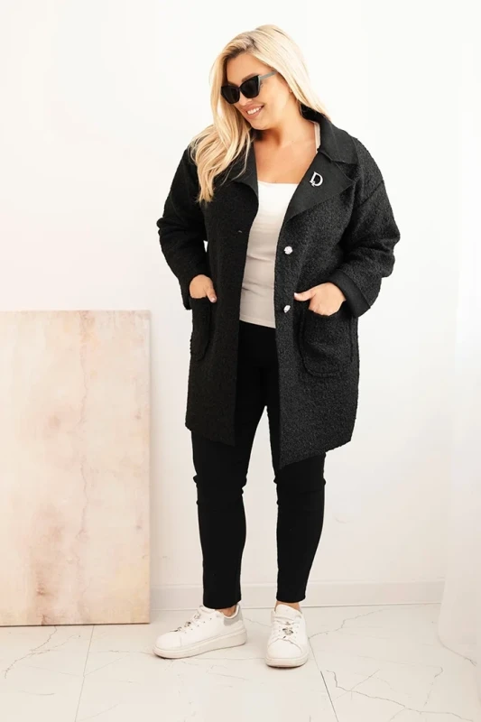 Płaszcz damski Plus Size baranek z wełną i kieszeniami  (46-50)