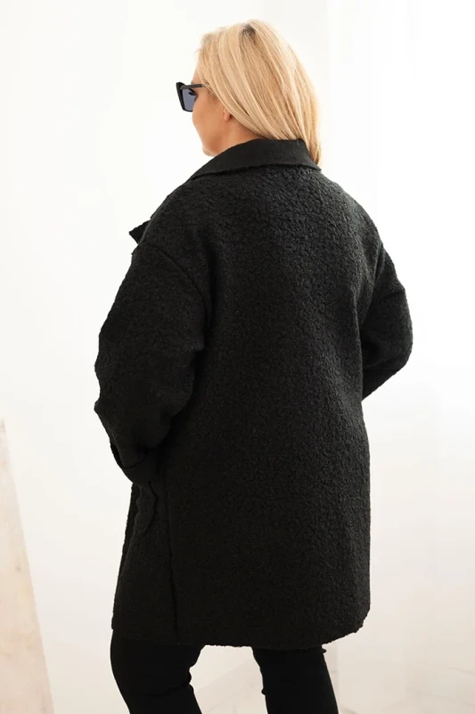 Płaszcz damski Plus Size baranek z wełną i kieszeniami  (46-50)