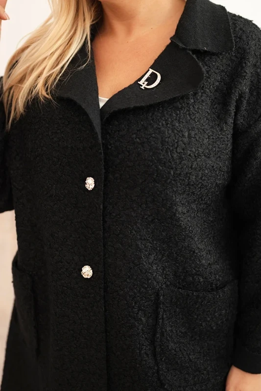 Płaszcz damski Plus Size baranek z wełną i kieszeniami  (46-50)