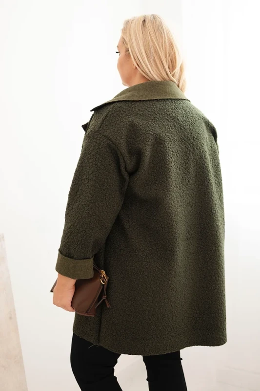 Płaszcz damski Plus Size baranek z wełną i kieszeniami   (r.46-50)