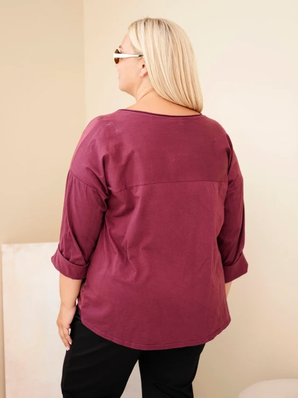Bluzka damska Plus Size z ozdobnym nadrukiem i wiskozą(r. 46/50)  