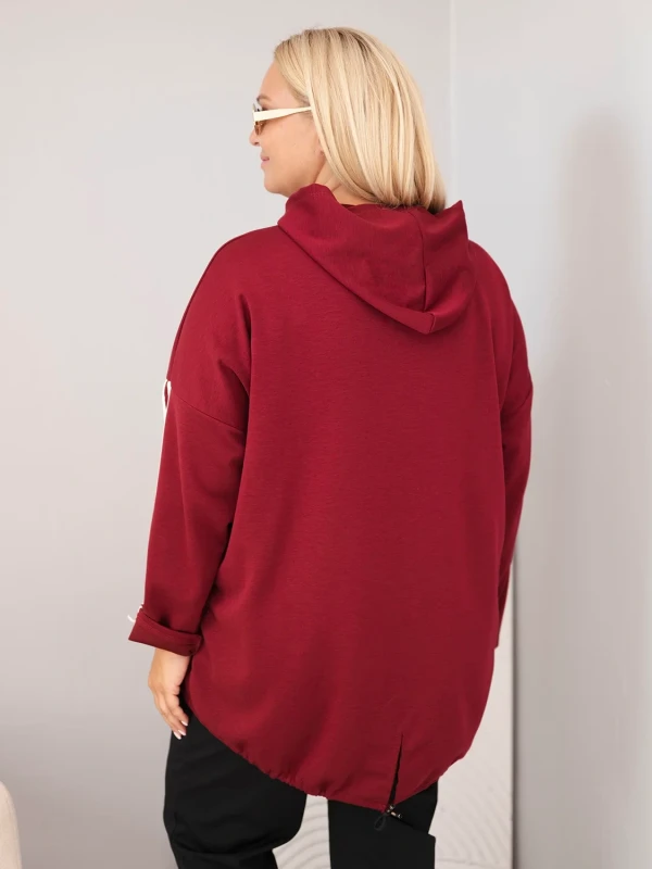 Bluza damska Plus Size z kapturem i ozdobnymi paskami -uniwersalna