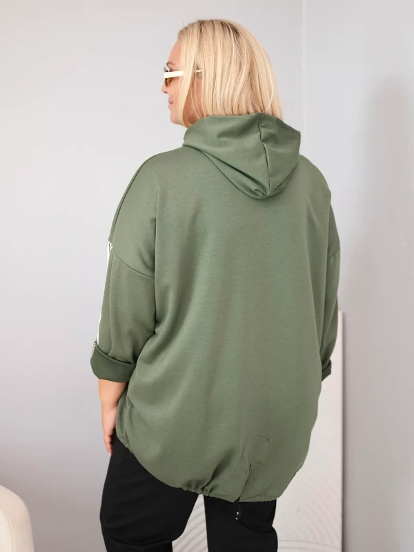 Bluza damska Plus Size z kapturem i ozdobnymi paskami -uniwersalna    