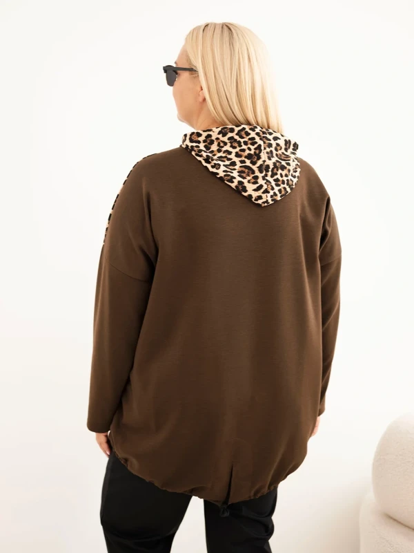 Bluza damska Plus Size z kapturem i ozdobnymi wstawkami (r.50-56)  