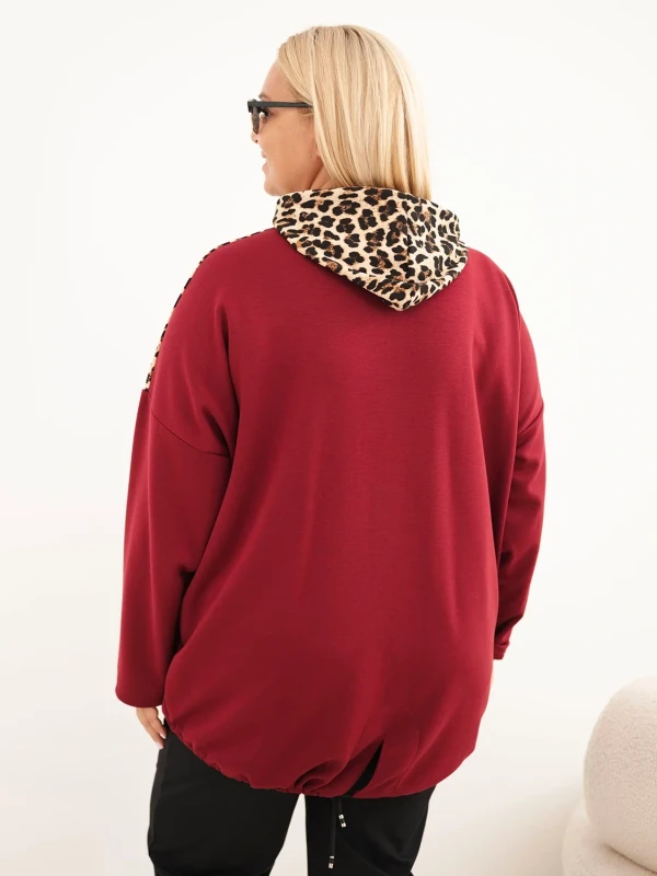Bluza damska Plus Size z kapturem i ozdobnymi wstawkami (r.50-56)    