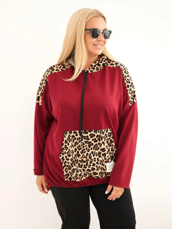 Bluza damska Plus Size z kapturem i ozdobnymi wstawkami (r.50-56)    