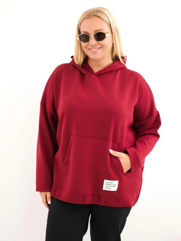 Bluza damska Plus Size oversize z kapturem i kieszenią kangurką (r.50-56)      
