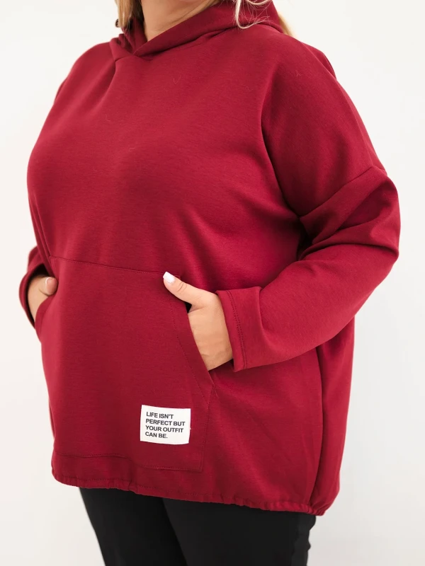 Bluza damska Plus Size oversize z kapturem i kieszenią kangurką (r.50-56)      