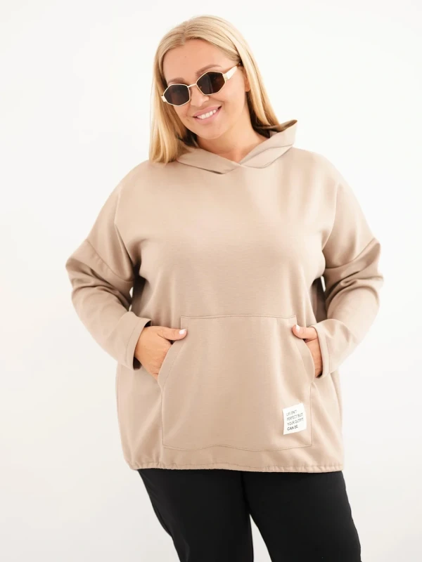 Bluza damska Plus Size oversize z kapturem i kieszenią kangurką (r.50-56)      