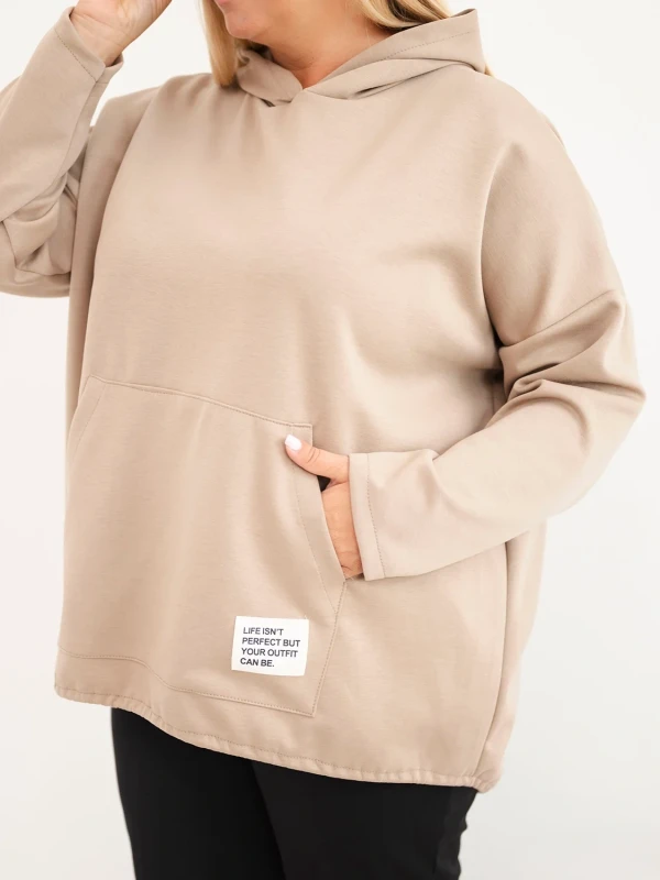 Bluza damska Plus Size oversize z kapturem i kieszenią kangurką (r.50-56)      