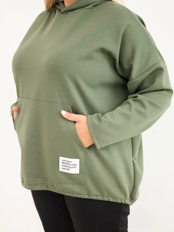 Bluza damska Plus Size oversize z kapturem i kieszenią kangurką (r.50-56)      
