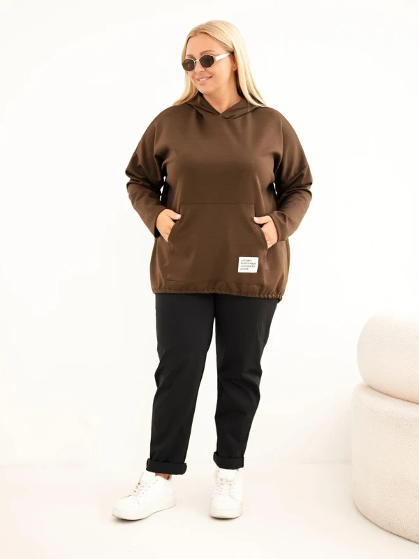 Bluza damska Plus Size oversize z kapturem i kieszenią kangurką (r.50-56)       