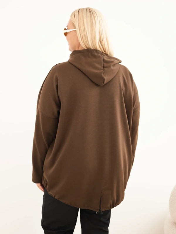 Bluza damska Plus Size oversize z kapturem i kieszenią kangurką (r.50-56)       