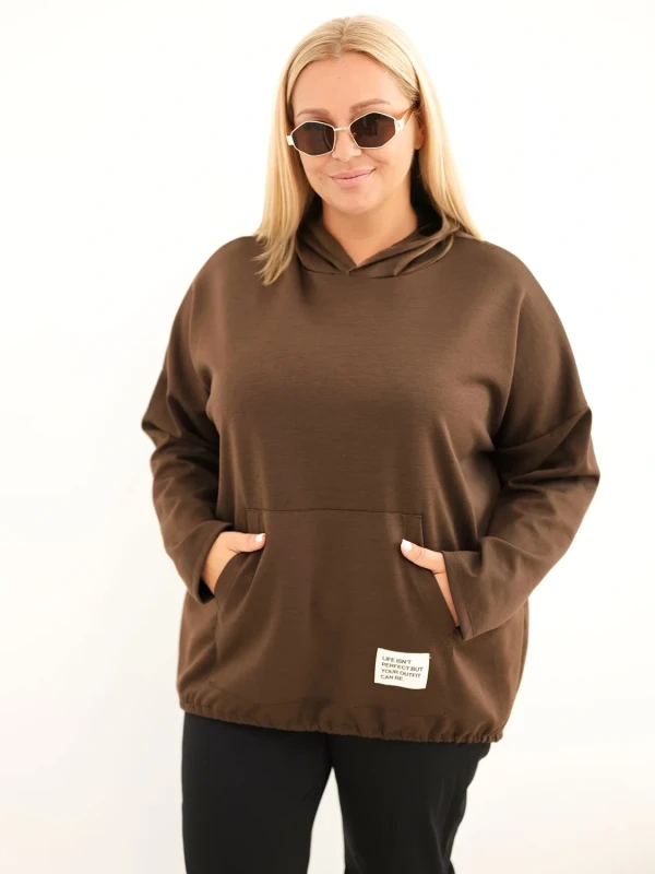 Bluza damska Plus Size oversize z kapturem i kieszenią kangurką (r.50-56)       