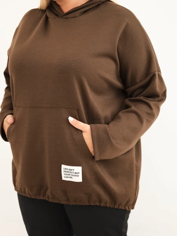 Bluza damska Plus Size oversize z kapturem i kieszenią kangurką (r.50-56)       