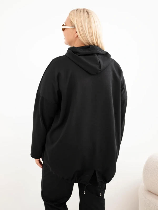 Bluza damska Plus Size oversize z kapturem i kieszenią kangurką (r.50-56)        