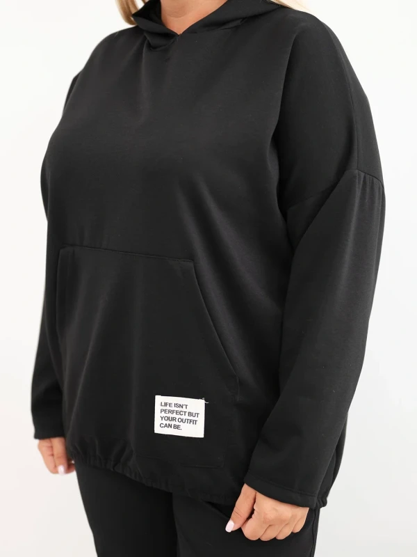 Bluza damska Plus Size oversize z kapturem i kieszenią kangurką (r.50-56)        