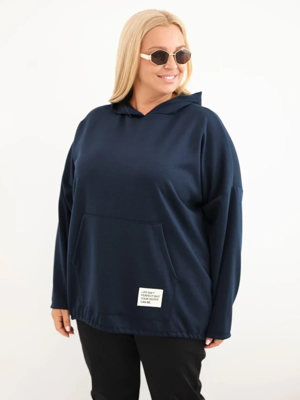 Bluza damska Plus Size oversize z kapturem i kieszenią kangurką (r.50-56)         