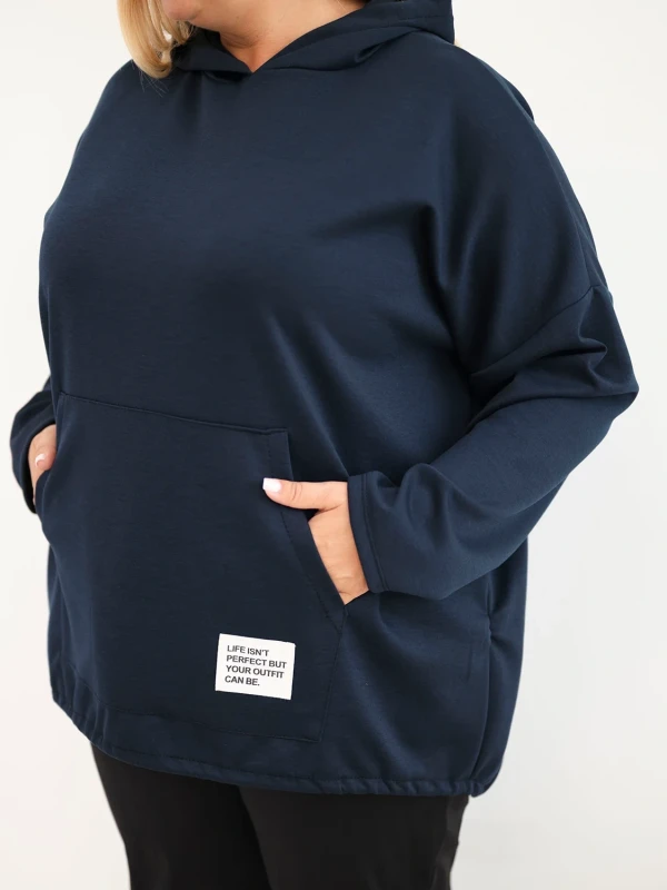 Bluza damska Plus Size oversize z kapturem i kieszenią kangurką (r.50-56)         
