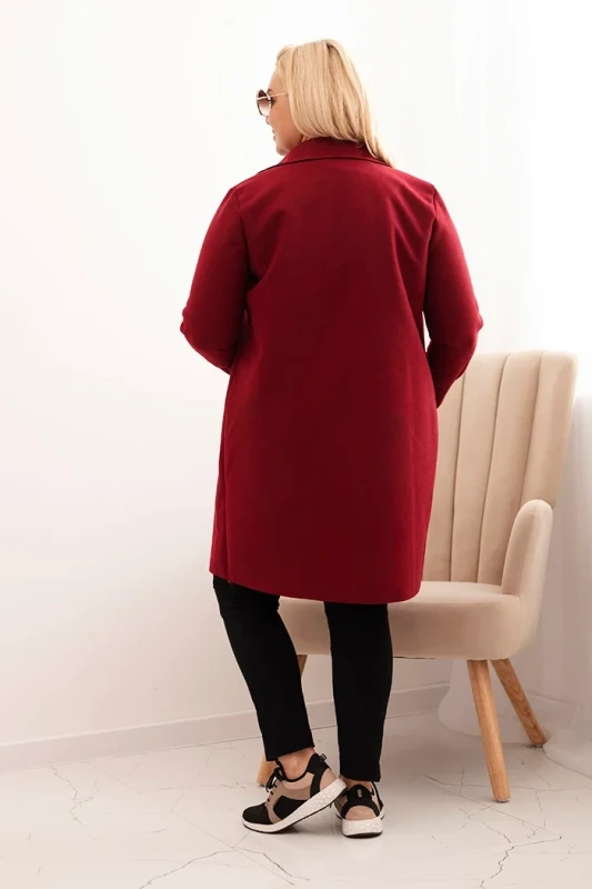 Płaszcz damski elegancki Plus Size z kołnierzem i dużymi kieszeniami (r.44-48)