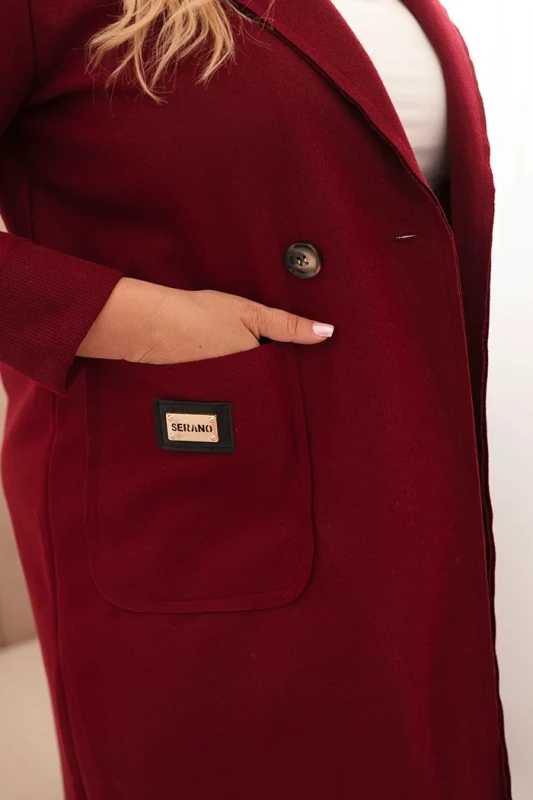 Płaszcz damski elegancki Plus Size z kołnierzem i dużymi kieszeniami (r.44-48)