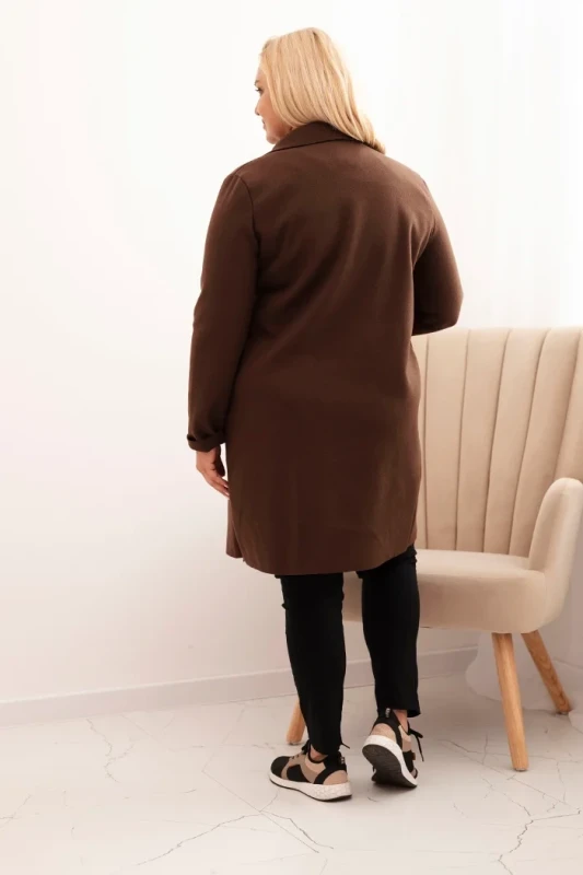 Płaszcz damski elegancki Plus Size z kołnierzem i dużymi kieszeniami (r.44-48)