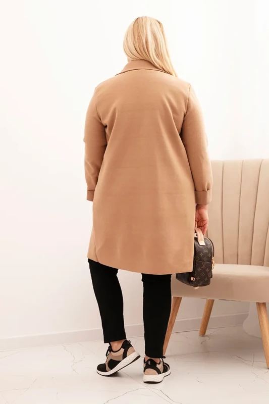 Płaszcz damski elegancki Plus Size z kołnierzem i dużymi kieszeniami (r.44-48)