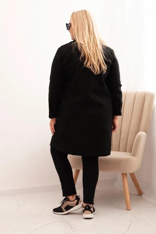Płaszcz damski elegancki Plus Size z kołnierzem i dużymi kieszeniami (r.44-48)