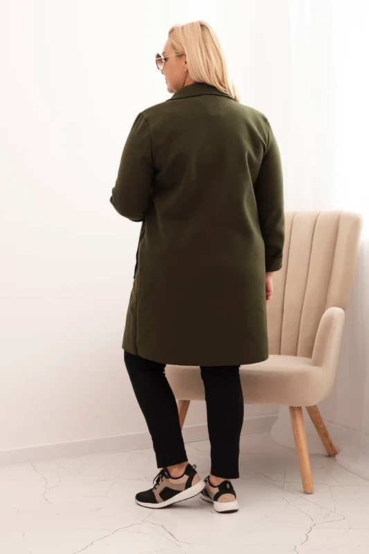 Płaszcz damski elegancki Plus Size z kołnierzem i dużymi kieszeniami (r.44-48)