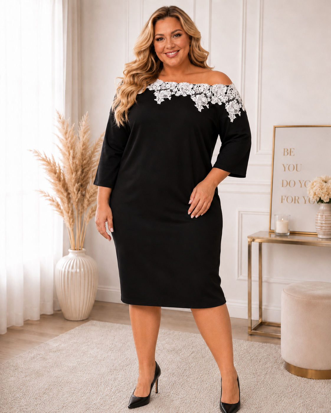 Sukienka plus size z koronką ( r. 48-54)