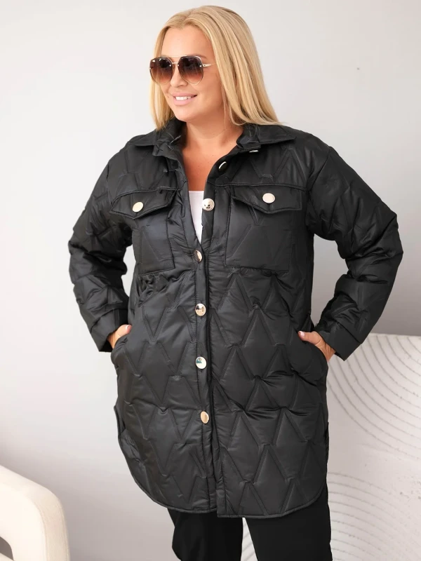 Kurtka damska Plus Size pikowana z kołnierzem i kieszeniami (r.44/46)