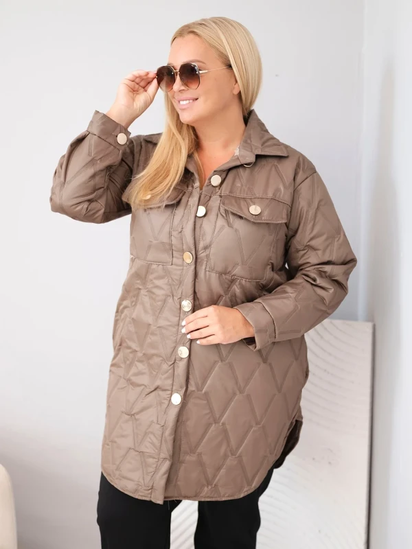 Kurtka damska Plus Size pikowana z kołnierzem i kieszeniami (r.44/46) 