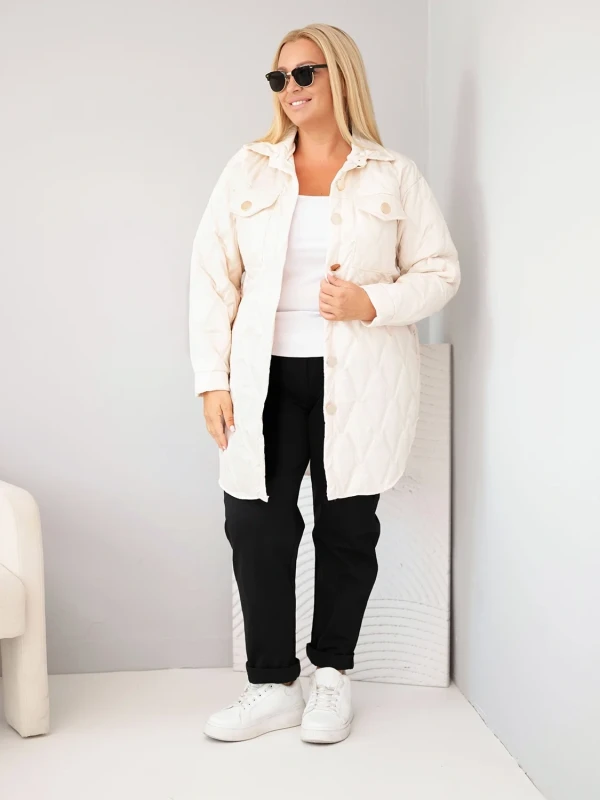 Kurtka damska Plus Size pikowana z kołnierzem i kieszeniami (r.44/46)  