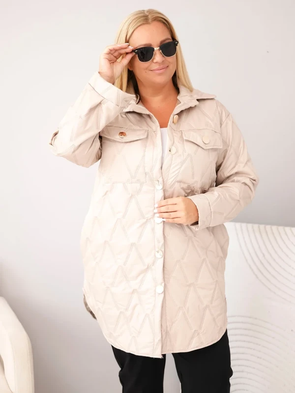 Kurtka damska Plus Size pikowana z kołnierzem i kieszeniami (r.44/46)   