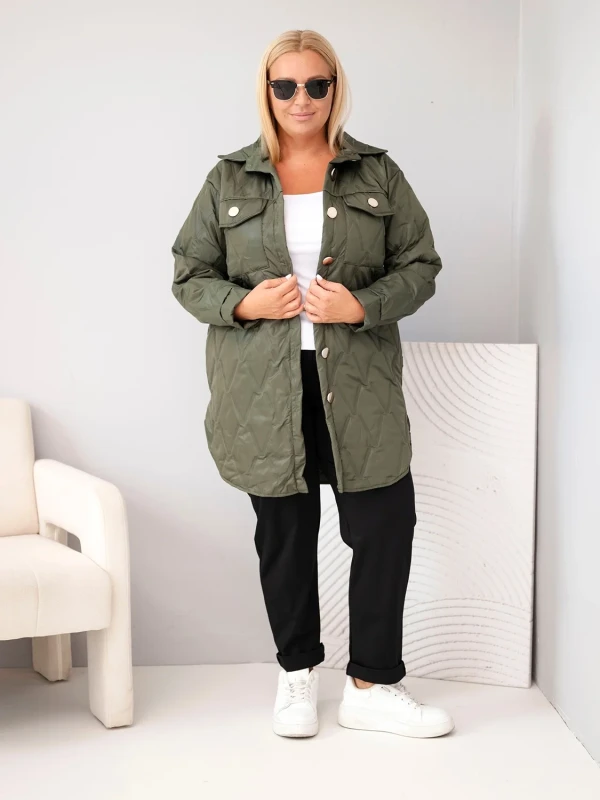 Kurtka damska Plus Size pikowana z kołnierzem i kieszeniami (r.44/46)    