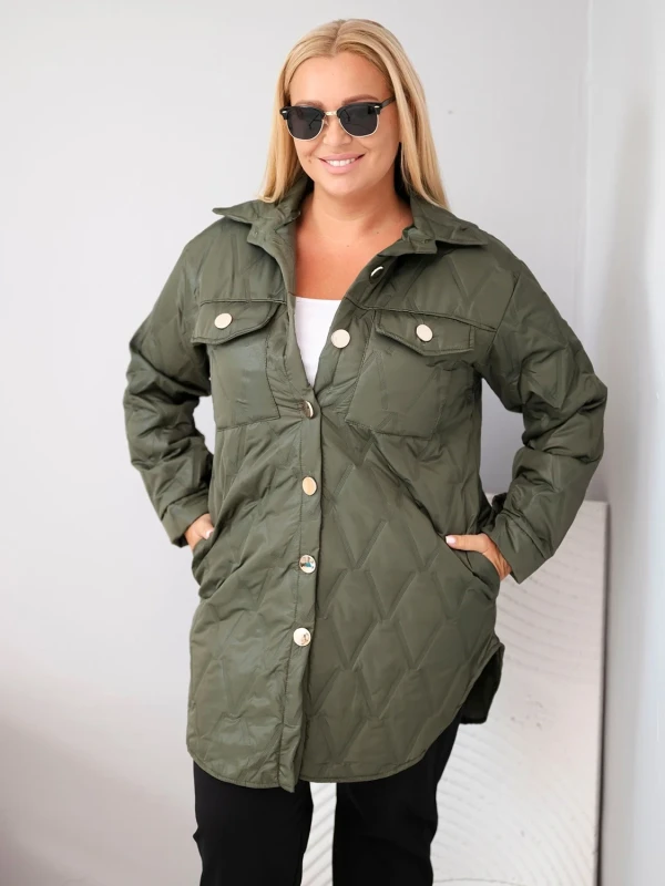 Kurtka damska Plus Size pikowana z kołnierzem i kieszeniami (r.44/46)    