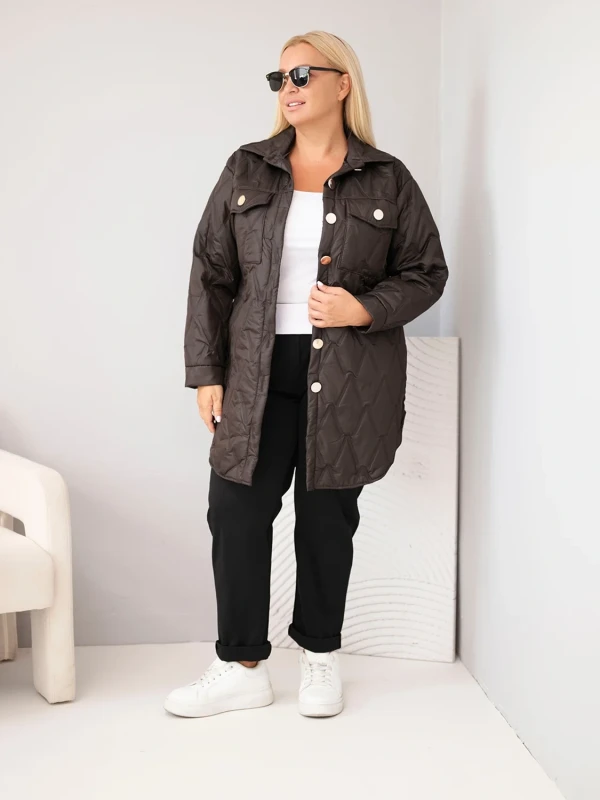 Kurtka damska Plus Size pikowana z kołnierzem i kieszeniami (r.44/46)     