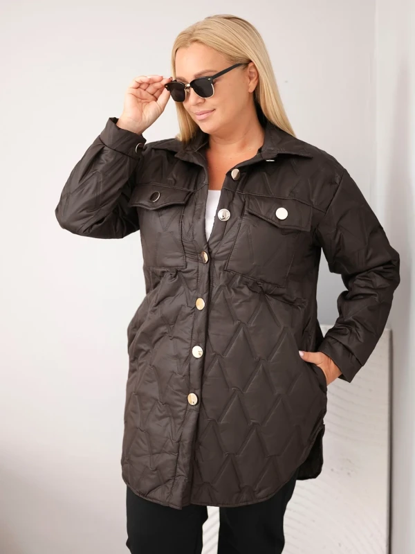 Kurtka damska Plus Size pikowana z kołnierzem i kieszeniami (r.44/46)     